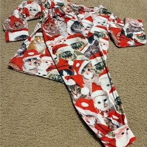 Cozy Cat Print Kids Fleece Pajamas - Set fits size 3T-4T